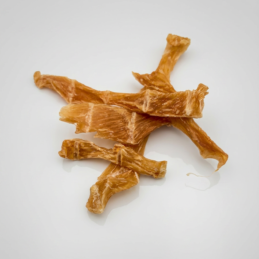 Dog treats shaped like bones on a white background